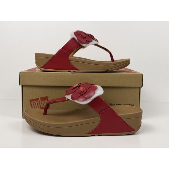 Fitflop Shoes - Fitflops LULU Flower Toe Post Sandals Women's Size 9 Red/Burnt Berry F0030 1225